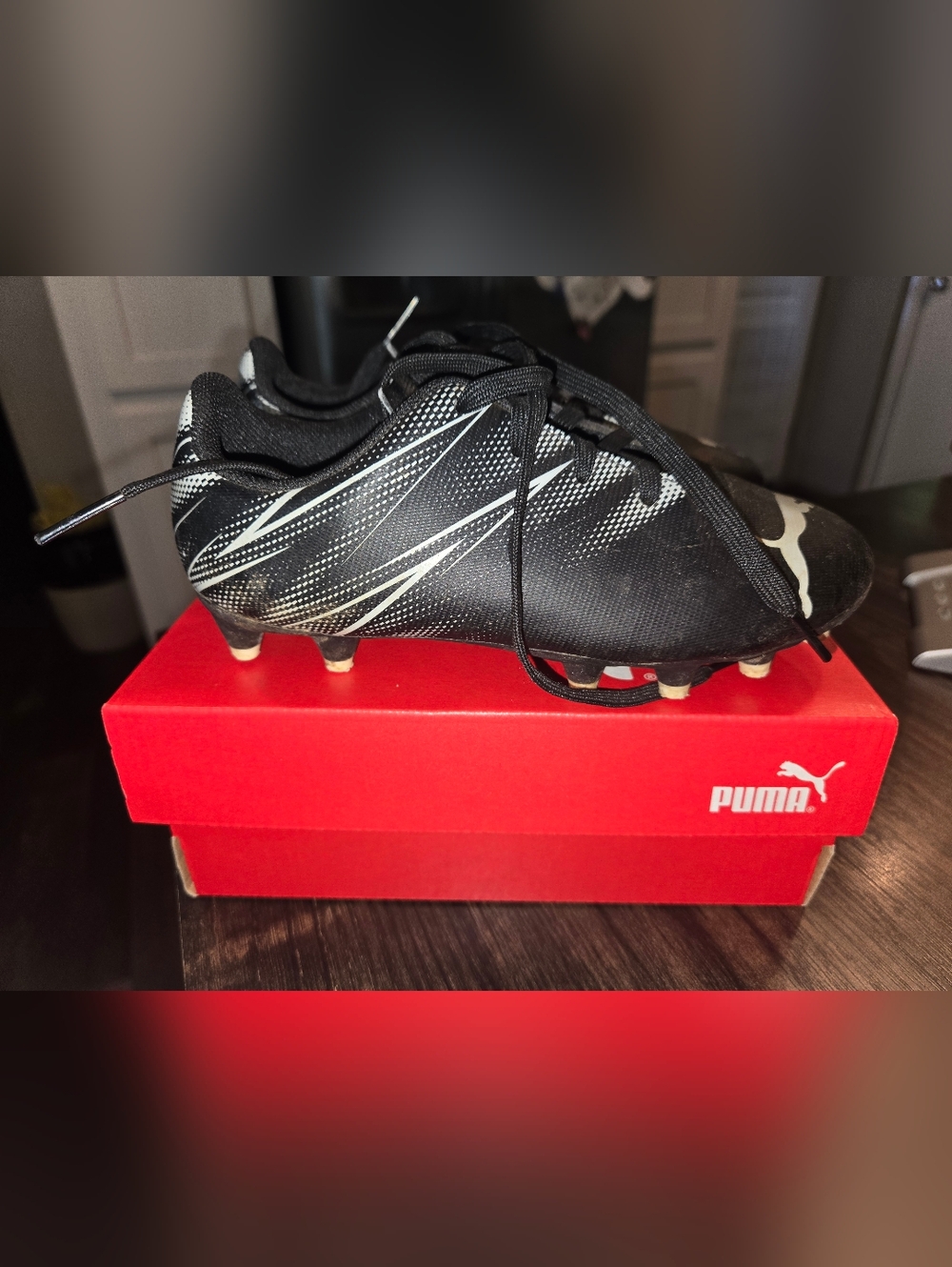 Puma Black Silver Mist Soccer Cleats Youth Size 12 C